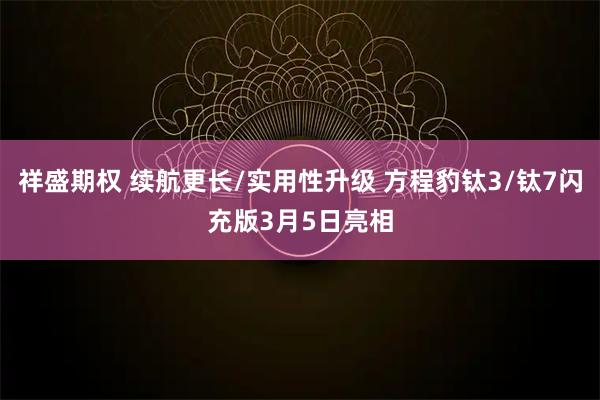 祥盛期权 续航更长/实用性升级 方程豹钛3/钛7闪充版3月5日亮相